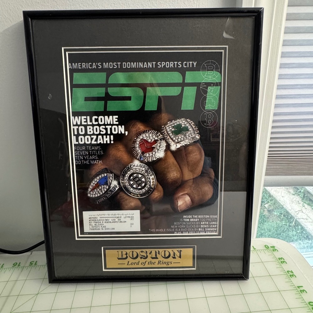 Framed ESPN Boston Magazine Bill Belichick Address Patriots Red Sox Bruins Celts